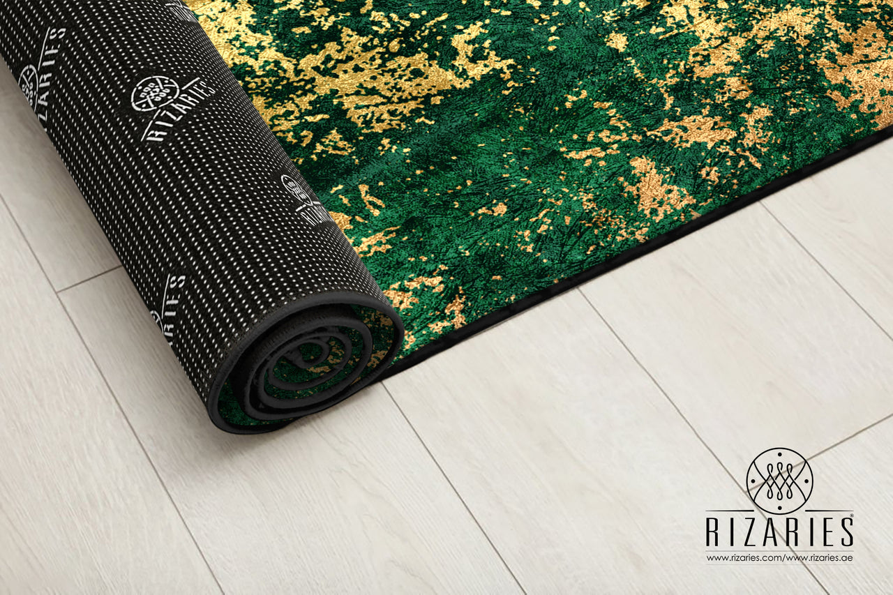 Green Gold Abstract Pattern Centerpiece (Rug) (CLEARANCE SALE)