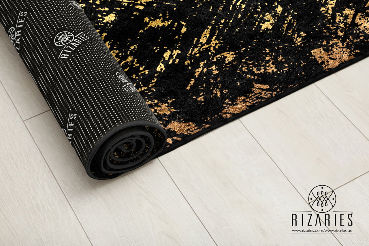 Black Gold Abstract Pattern Centerpiece (Rug) (CLEARANCE SALE)
