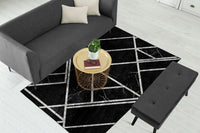 Thumbnail for Black Silver Geometric Centerpiece (Rug)