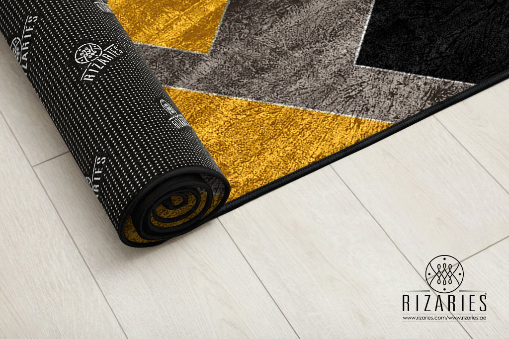 Yellow Black Geometric Centerpiece (Rug)