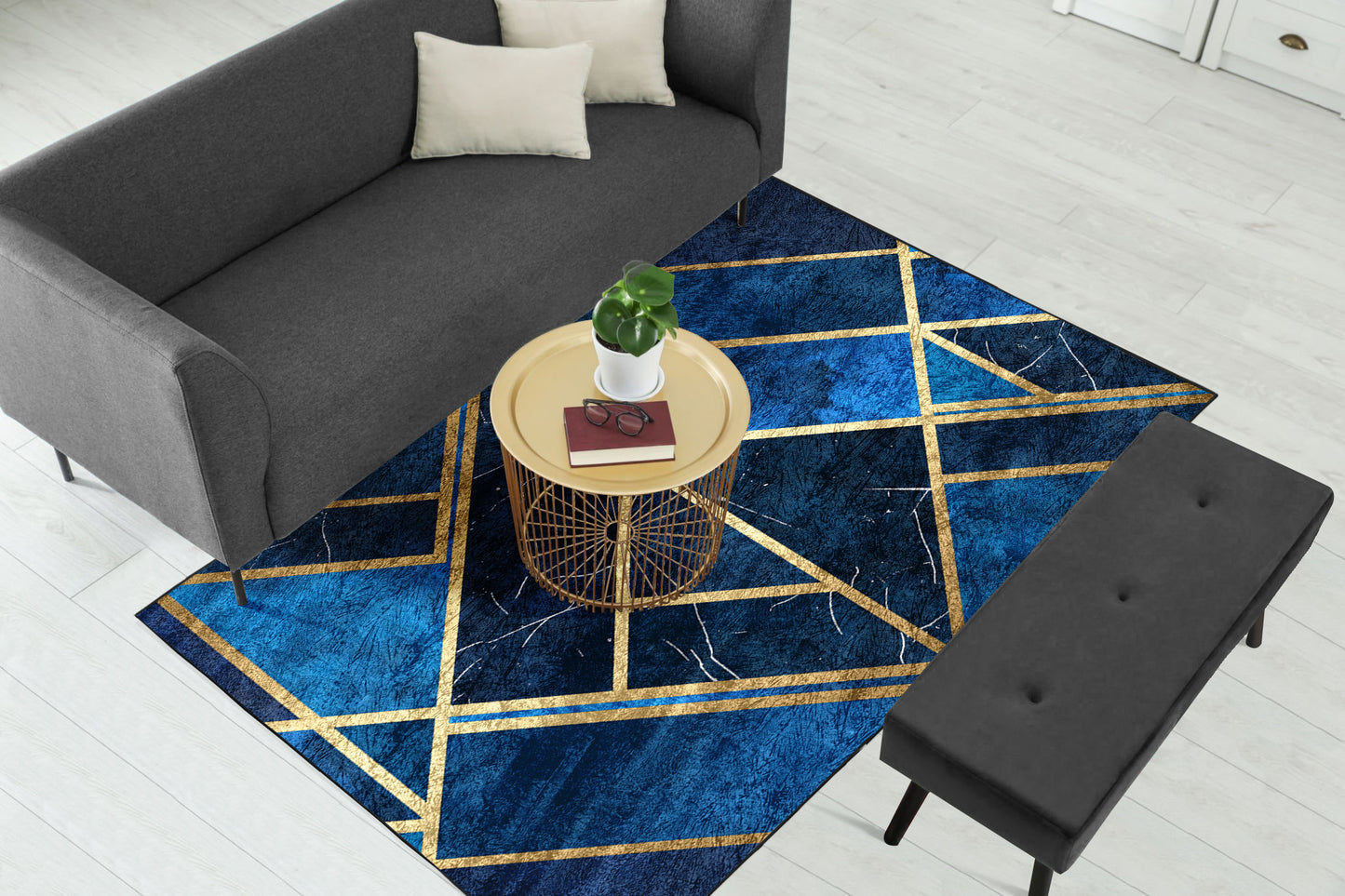 Blue Geometric Centerpiece (Rug)