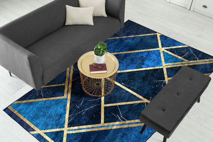 Blue Geometric Centerpiece (Rug)