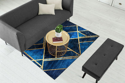 Blue Geometric Centerpiece (Rug)