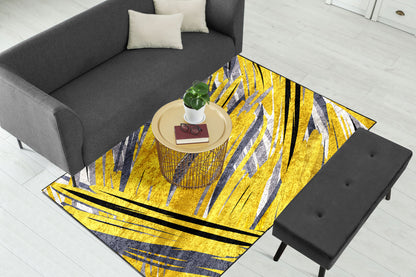 Yellow Grey Abstract Centerpiece (Rug)