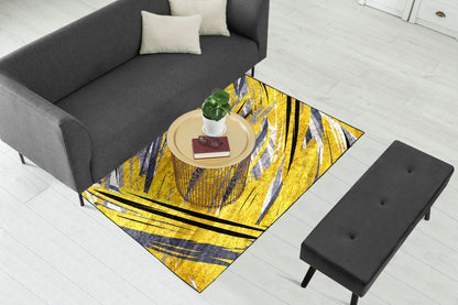 Yellow Grey Abstract Centerpiece (Rug)