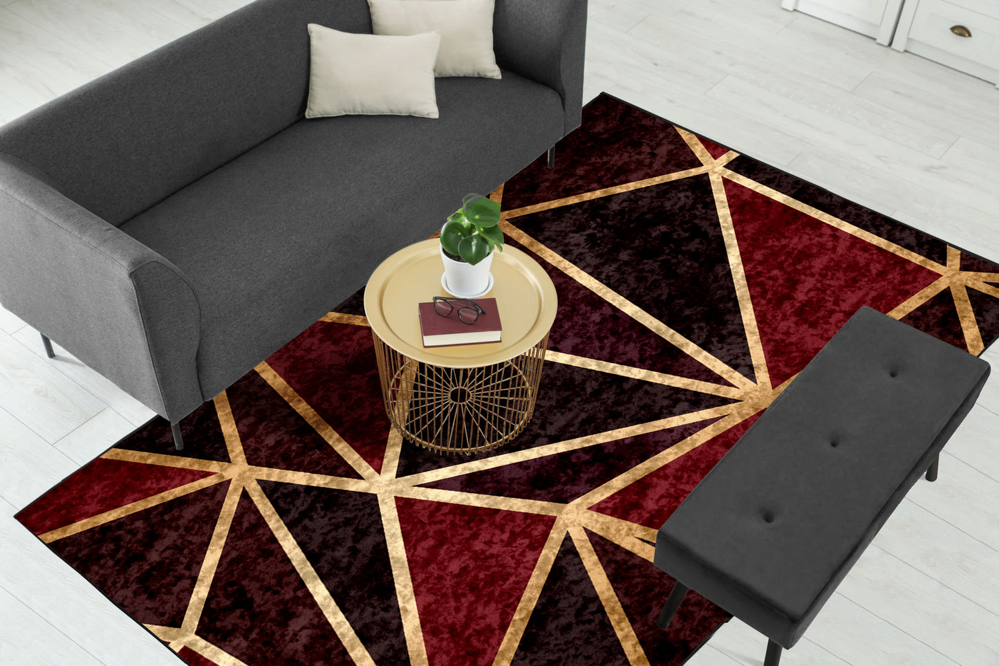 Burgundy Geo Metallic Centerpiece (Rug)