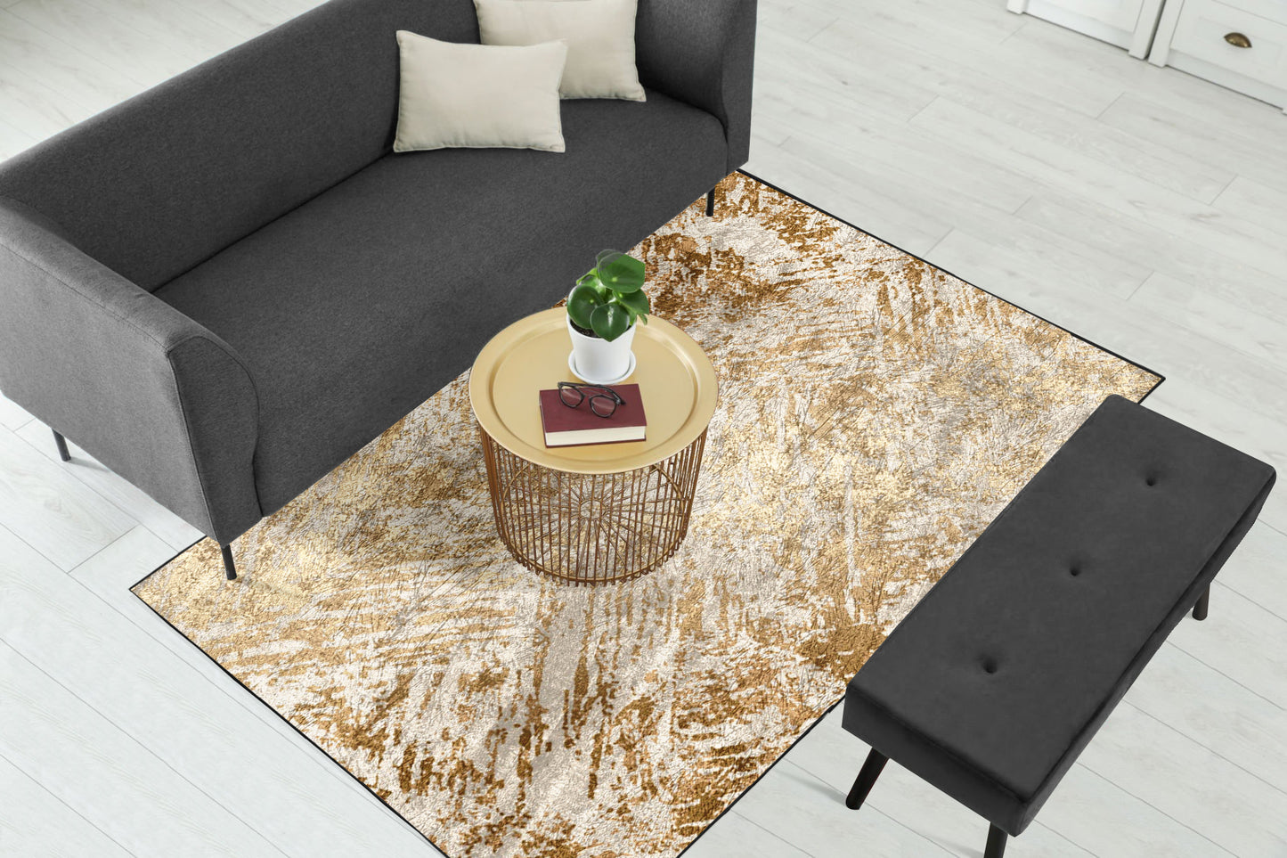 Copper Gold Abstract Pattern Centerpiece (Rug)