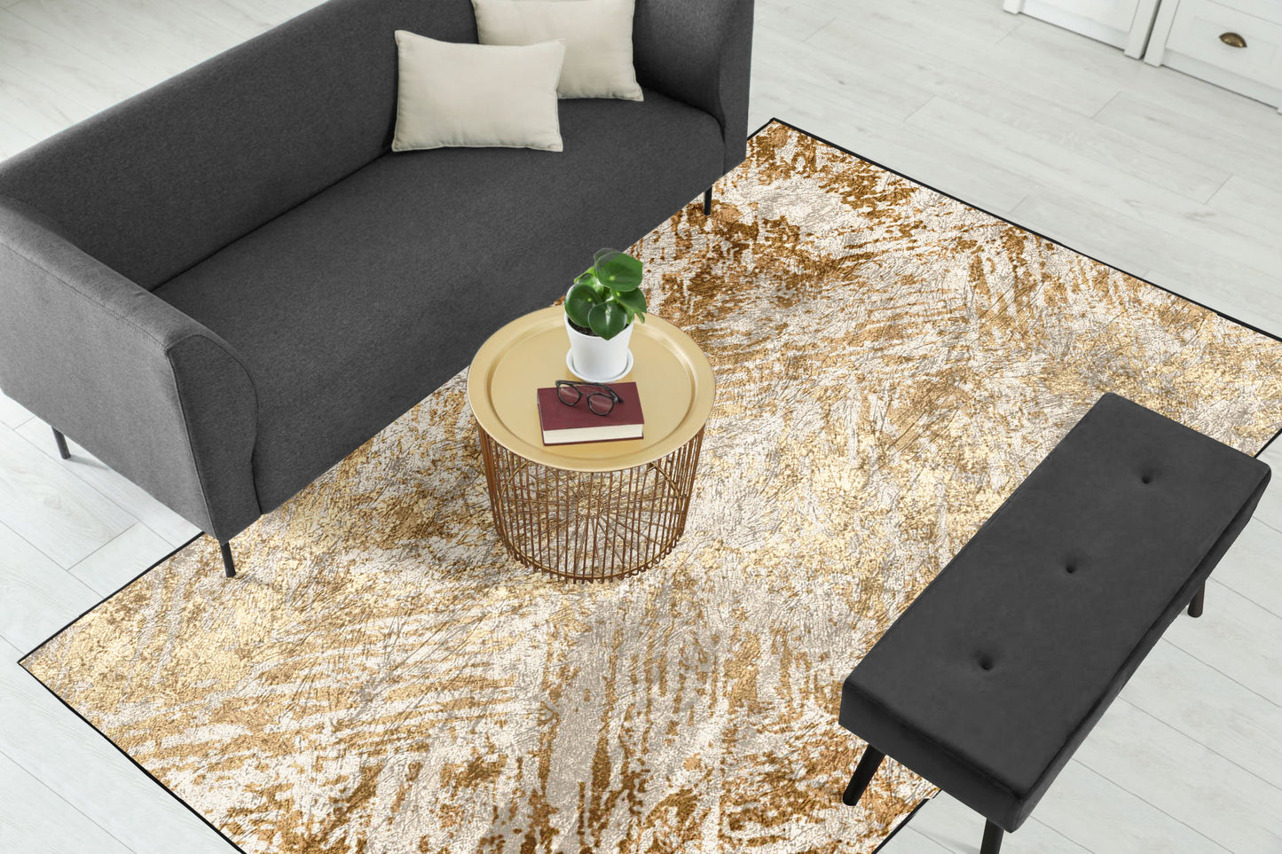 Copper Gold Abstract Pattern Centerpiece (Rug)