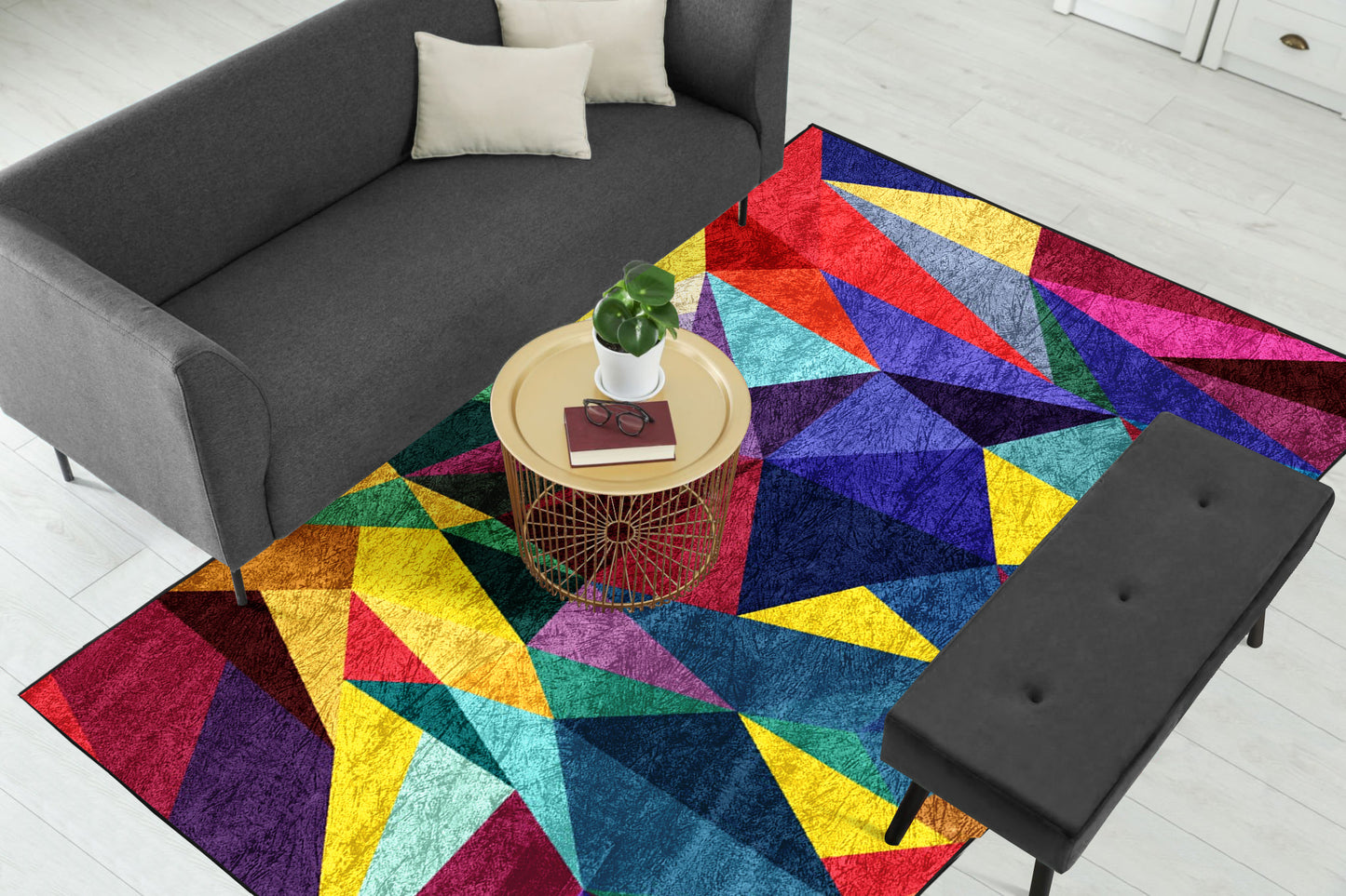 Colorful Triangle Geometric Centerpiece (Rug)