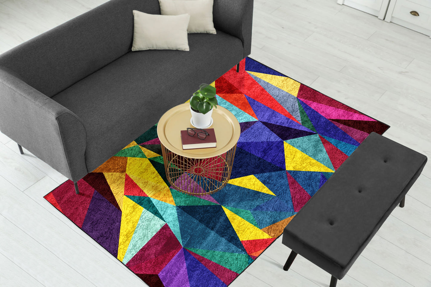 Colorful Triangle Geometric Centerpiece (Rug)