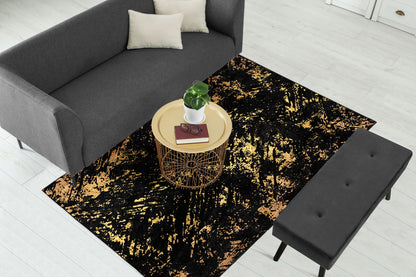 Black Gold Abstract Pattern Centerpiece (Rug)