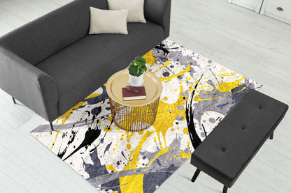 Yellow Grey Pattern Centerpiece (Rug)