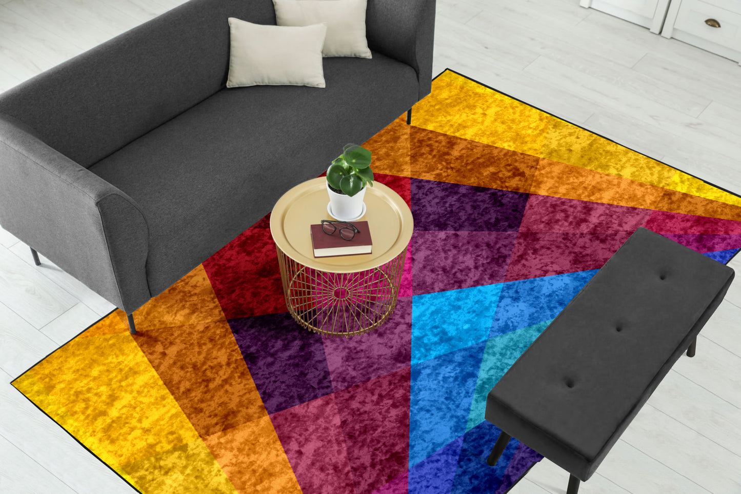 Colorful Rainbow Geometric Centerpiece (Rug)