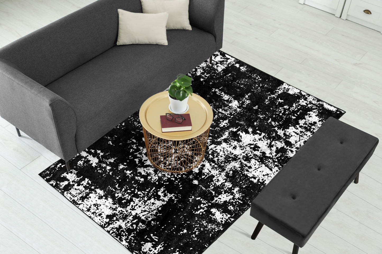 Black White Abstract Centerpiece (Rug)