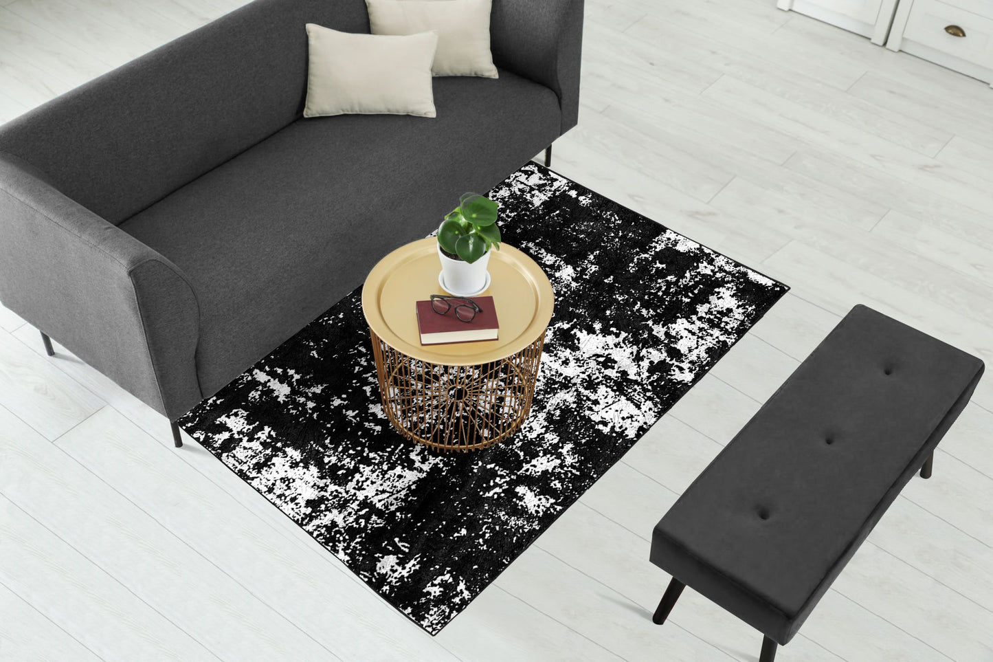 Black White Abstract Centerpiece (Rug)