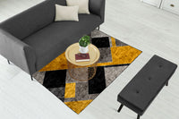 Yellow Black Geometric Centerpiece (Rug)