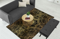 Thumbnail for Gold Geometric with Black Centerpiece (Rug) (CLEARANCE SALE)