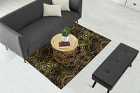 Thumbnail for Gold Geometric with Black Centerpiece (Rug) (CLEARANCE SALE)
