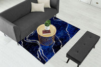 Thumbnail for Navy Silver Abstract Centerpiece (Rug)