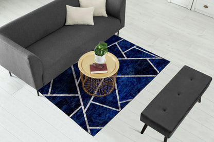 Navy Blue Silver Lines Centerpiece (Rug)