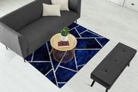 Thumbnail for Navy Blue Silver Lines Centerpiece (Rug)