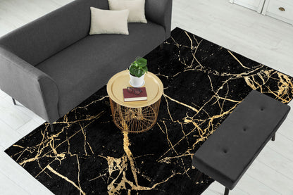 Black Shades of Gold Abstract Centerpiece (Rug)