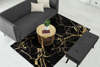 Thumbnail for Black Shades of Gold Abstract Centerpiece (Rug)
