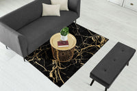Thumbnail for Black Shades of Gold Abstract Centerpiece (Rug)
