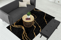 Thumbnail for New Black Gold Abstract Centerpiece (Rug)
