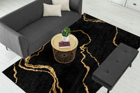 Thumbnail for New Black Gold Abstract Centerpiece (Rug)
