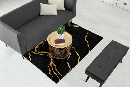 New Black Gold Abstract Centerpiece (Rug)