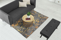 Thumbnail for Grey Gold Abstract Pattern Centerpiece (Rug)