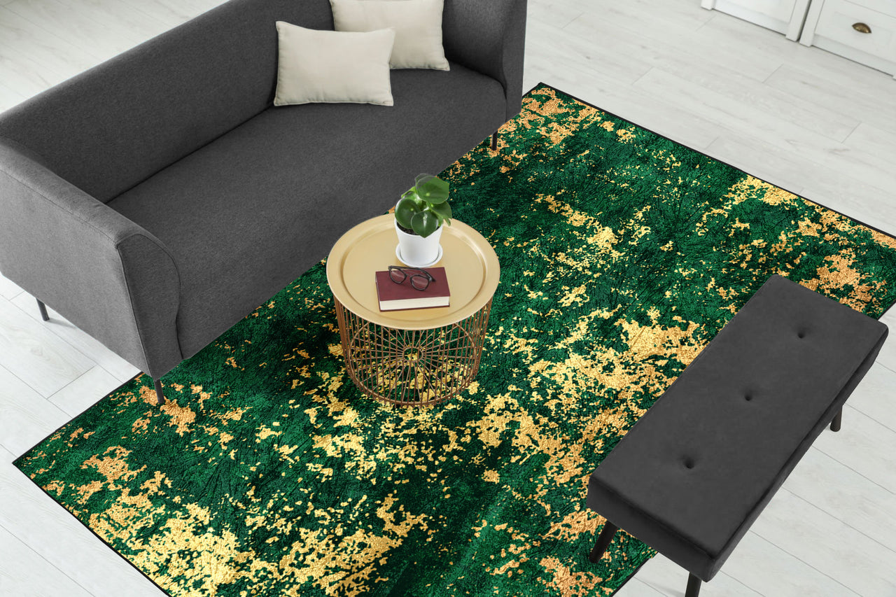 Green Gold Abstract Pattern Centerpiece (Rug) (CLEARANCE SALE)