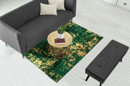 Green Gold Abstract Pattern Centerpiece (Rug)