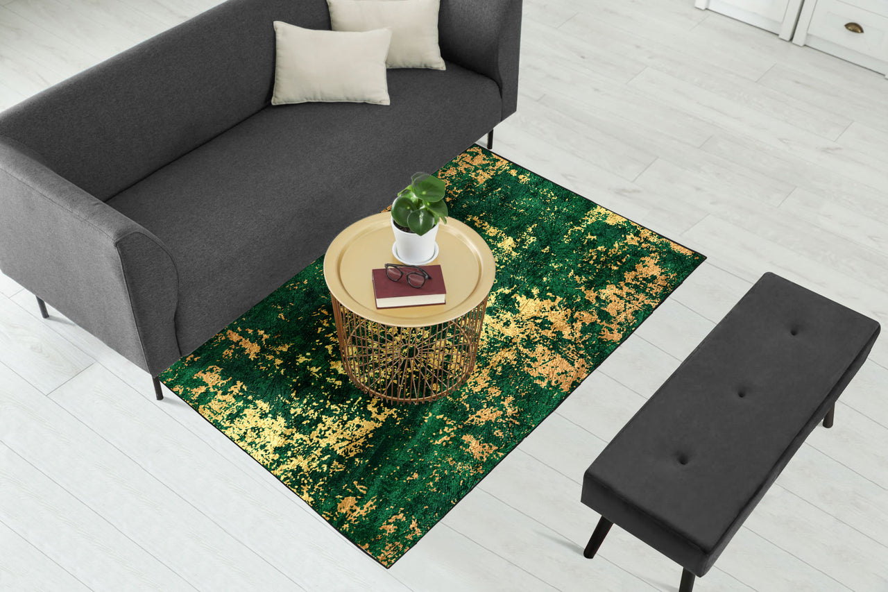 Green Gold Abstract Pattern Centerpiece (Rug) (CLEARANCE SALE)