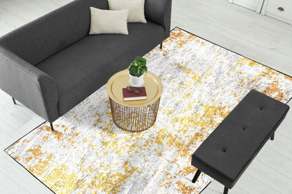 White Gold Abstract Centerpiece (Rug)