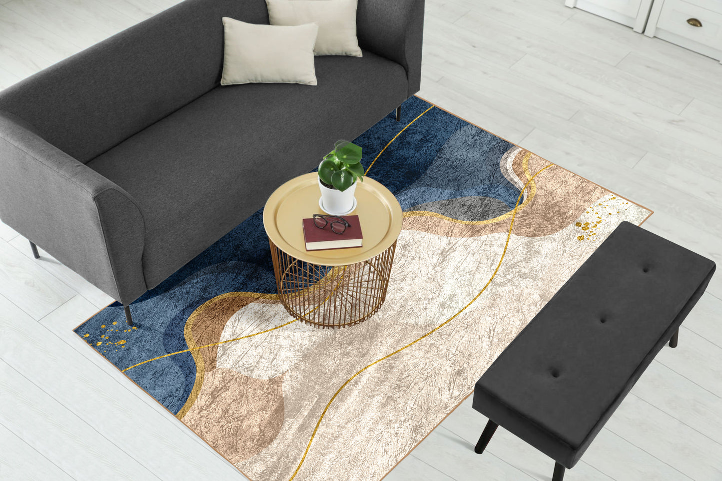 Navy Wavy Centerpiece (Rug)