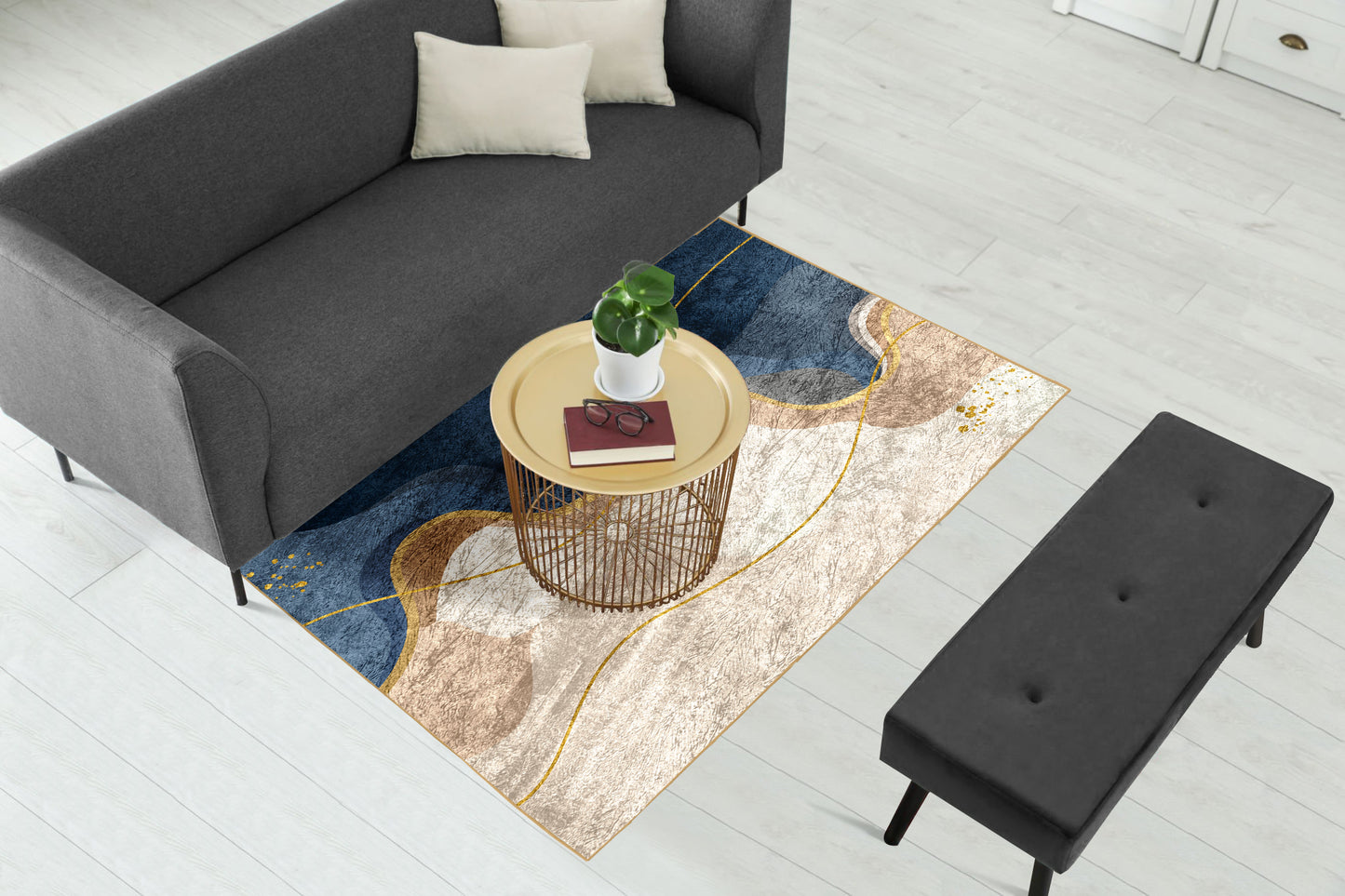 Navy Wavy Centerpiece (Rug)