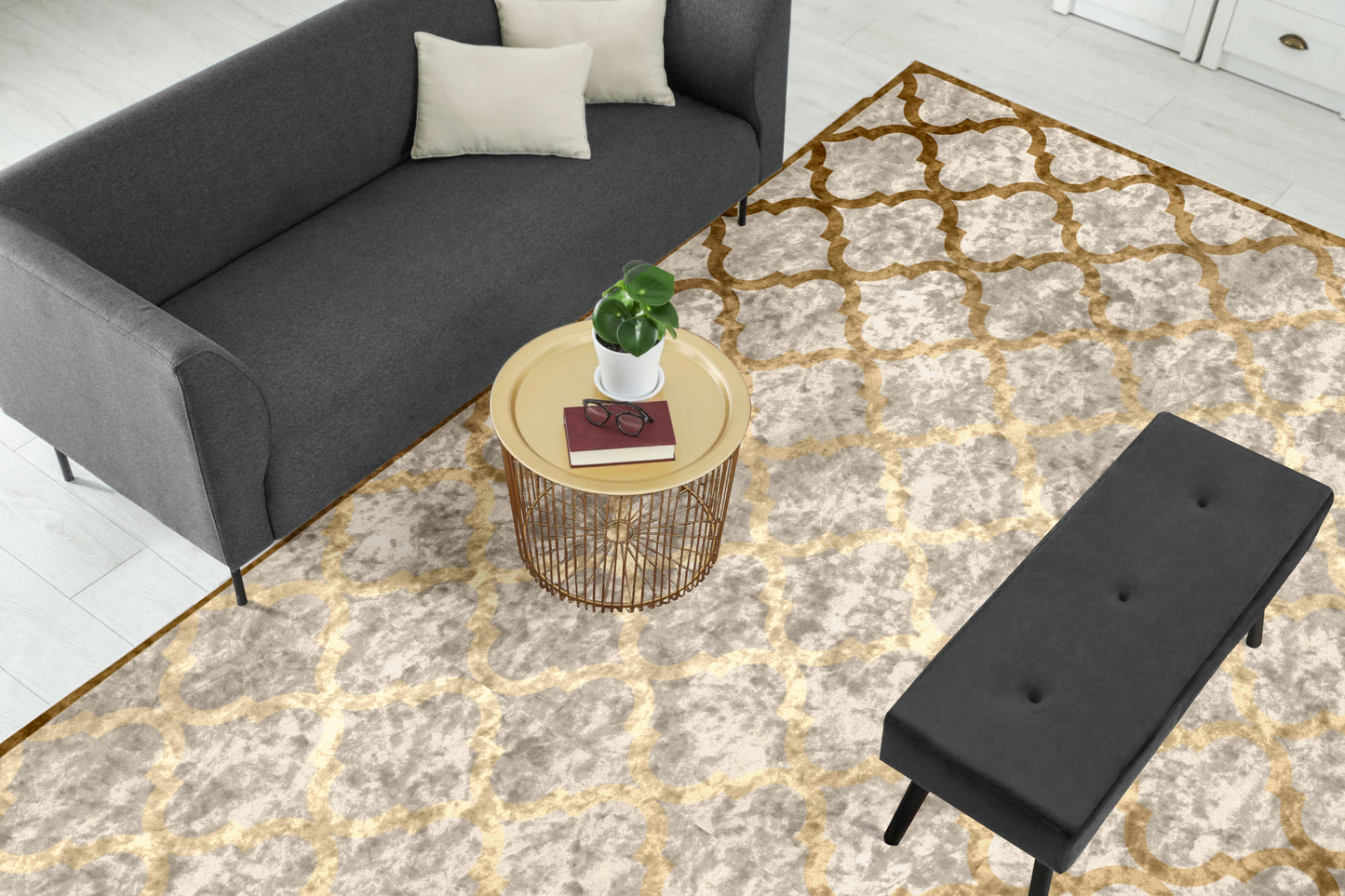 Copper Gold Quatrefoil Centerpiece (Rug)