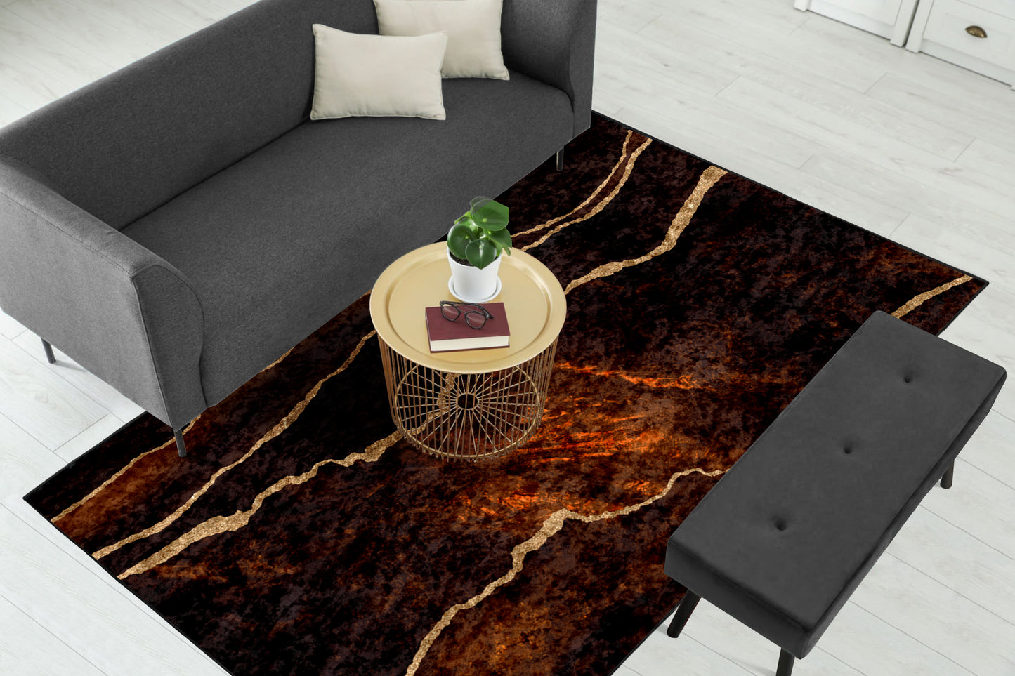 Brown Lava Abstract Centerpiece (Rug)