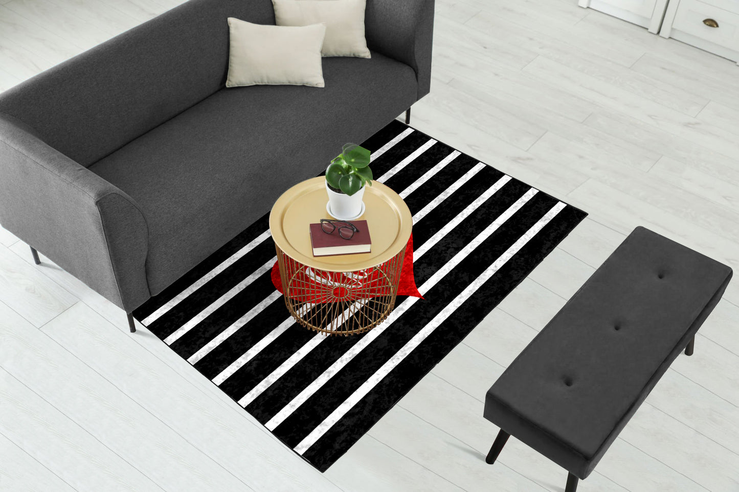 Black White Love Centerpiece (Rug)