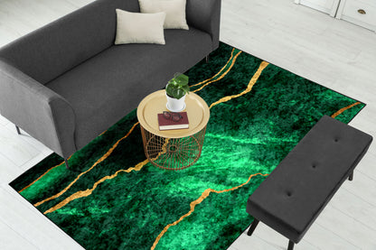 Green Gold Abstract Centerpiece (Rug)