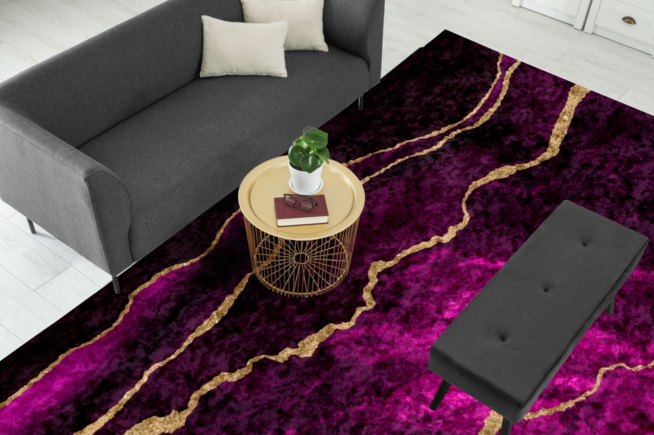 Purple & Gold Abstract Centerpiece (Rug) (CLEARANCE SALE)