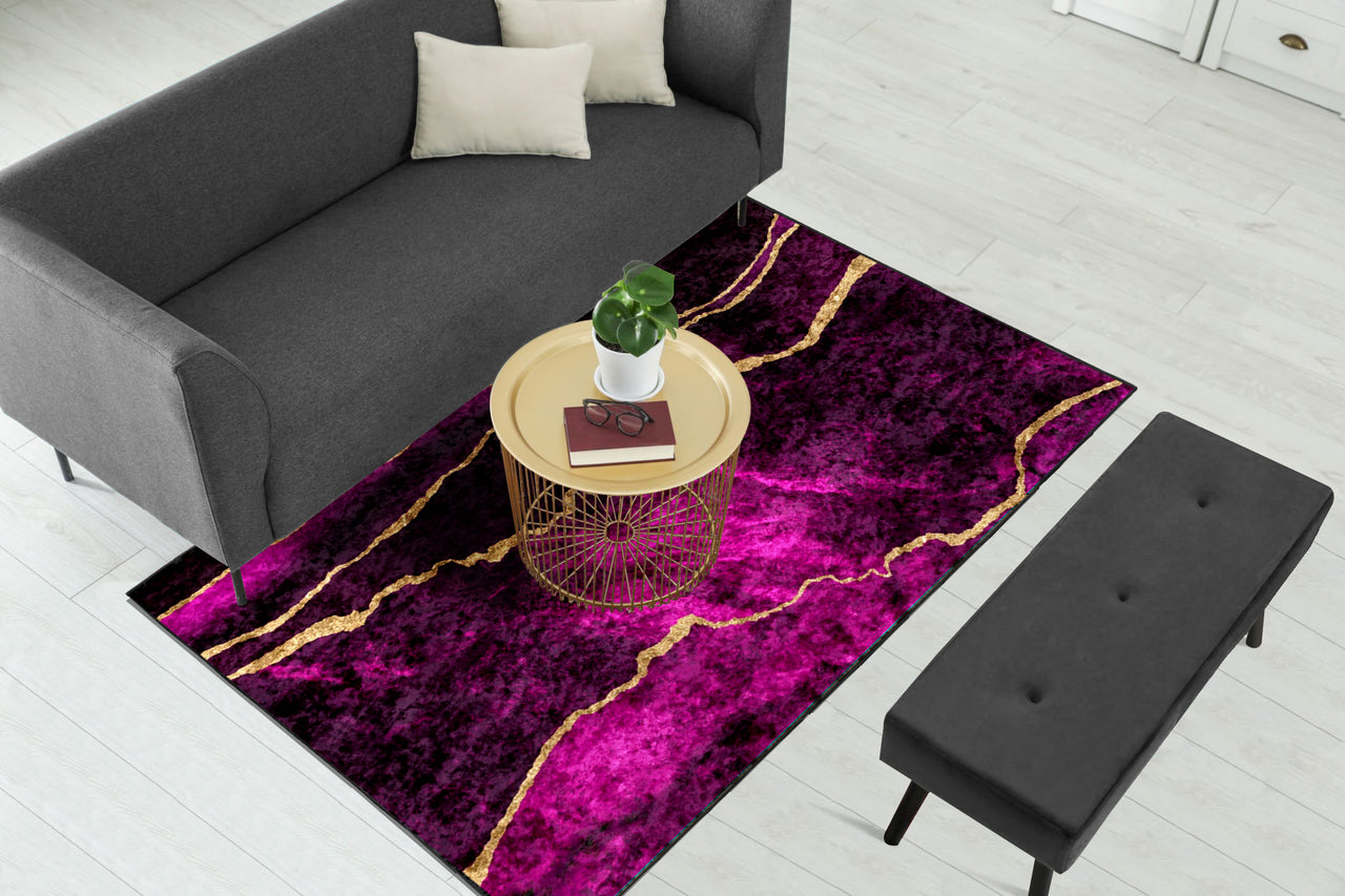 Purple & Gold Abstract Centerpiece (Rug) (CLEARANCE SALE)