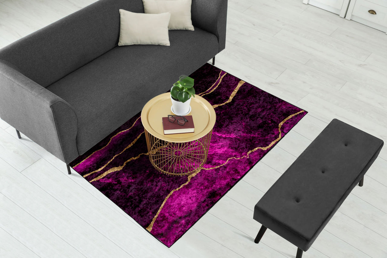 Purple & Gold Abstract Centerpiece (Rug) (CLEARANCE SALE)