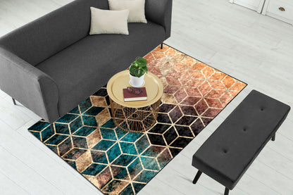 Ombre Cubes Emerald & Copper Centerpiece (Rug)