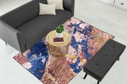 Pink Navy Gold Abstract Centerpiece (Rug)