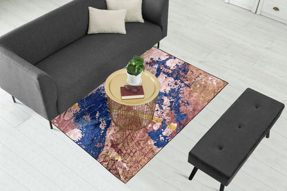 Pink Navy Gold Abstract Centerpiece (Rug)