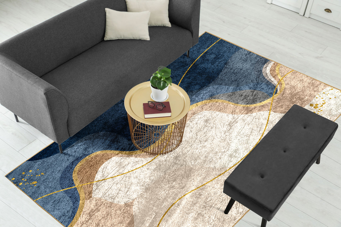Navy Wavy Centerpiece (Rug)