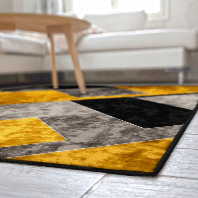 Yellow Black Geometric Centerpiece (Rug)